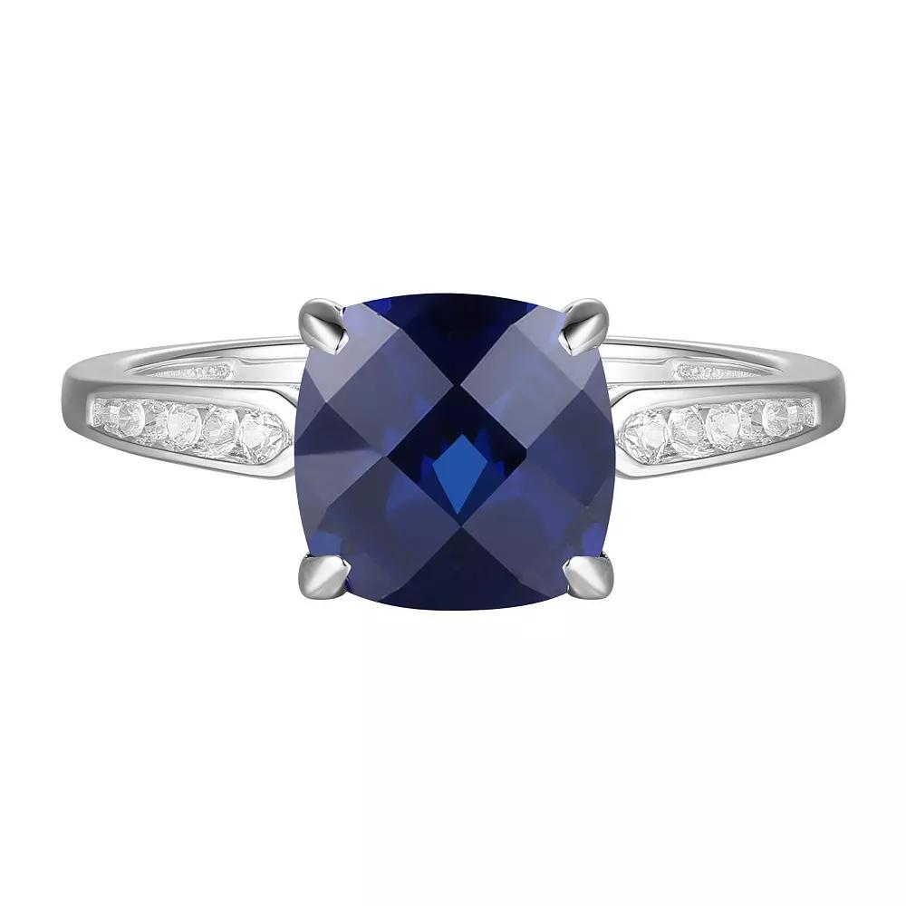 Sterling Silver Lab-Created Blue & White Sapphire Ring, Women's, Size: 7 Product Image