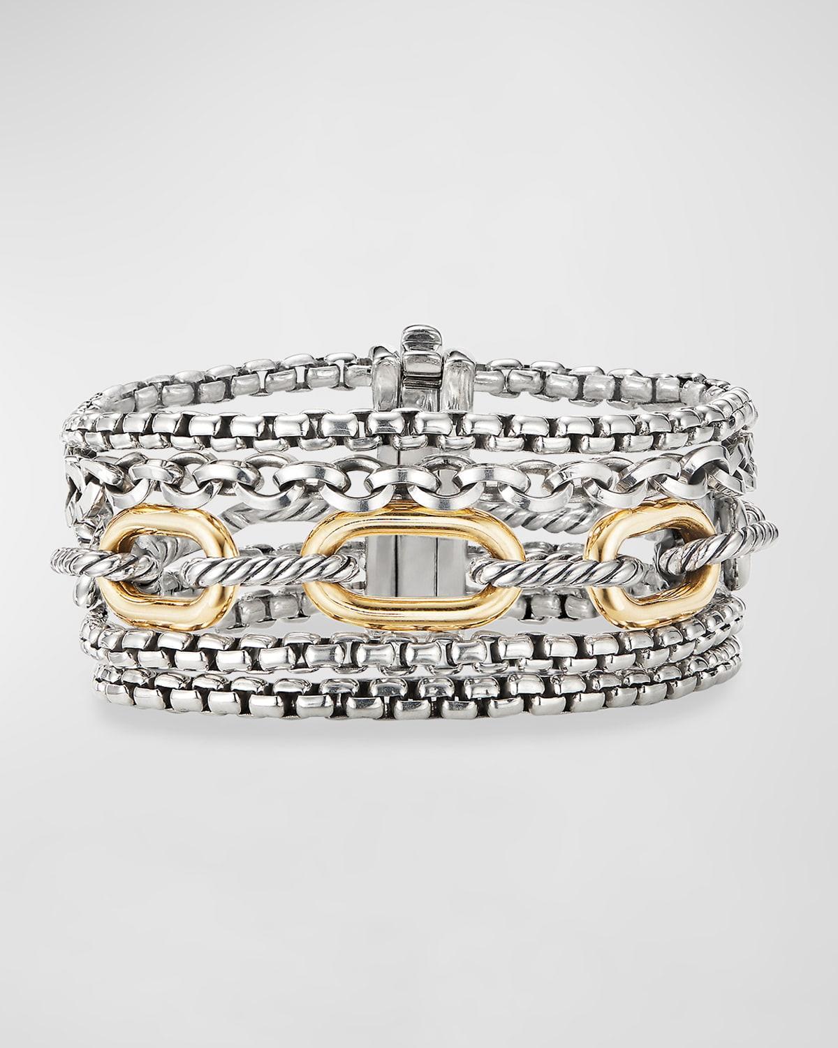 Multi Row Chain Bracelet in Silver with 18K Gold, 29mm Product Image