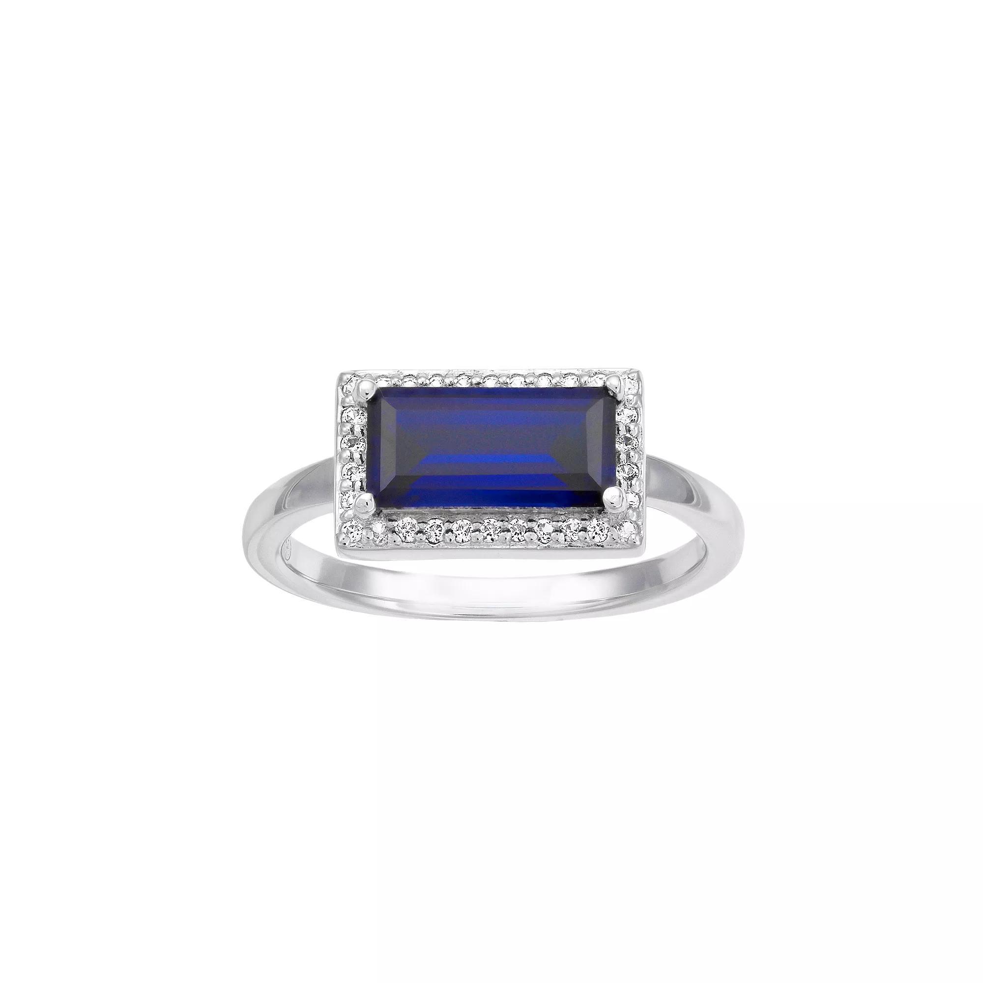 Sterling Silver Lab-Created Blue & White Sapphire Ring, Women's, Size: 7 Product Image