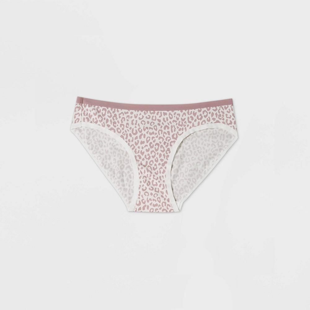 Women's Leopard Print Cotton Blend Bikini Underwear - Auden™ Off-White S: Mid Rise, Elastic Waistband, Animal Prints Product Image