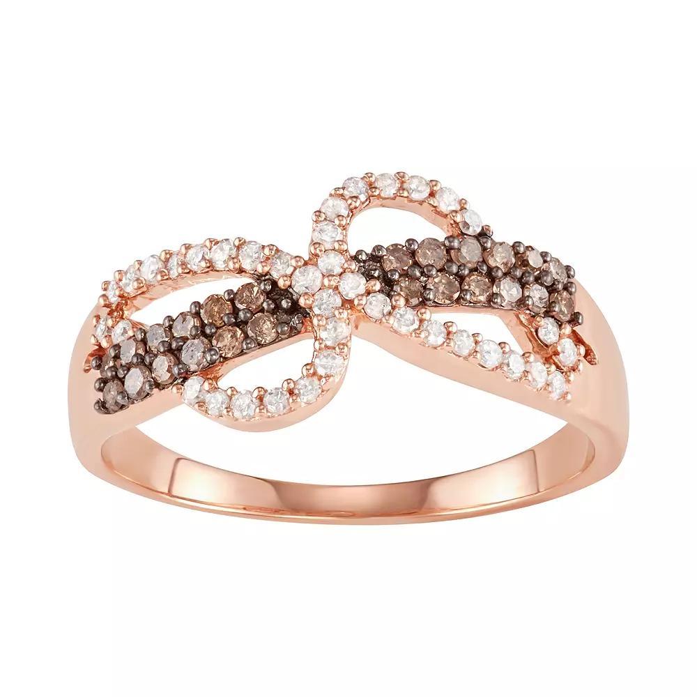 10k Rose Gold 1/3 Carat T.W. White & Brown Diamond Ring, Women's, Size: 9, 10k Pink Product Image