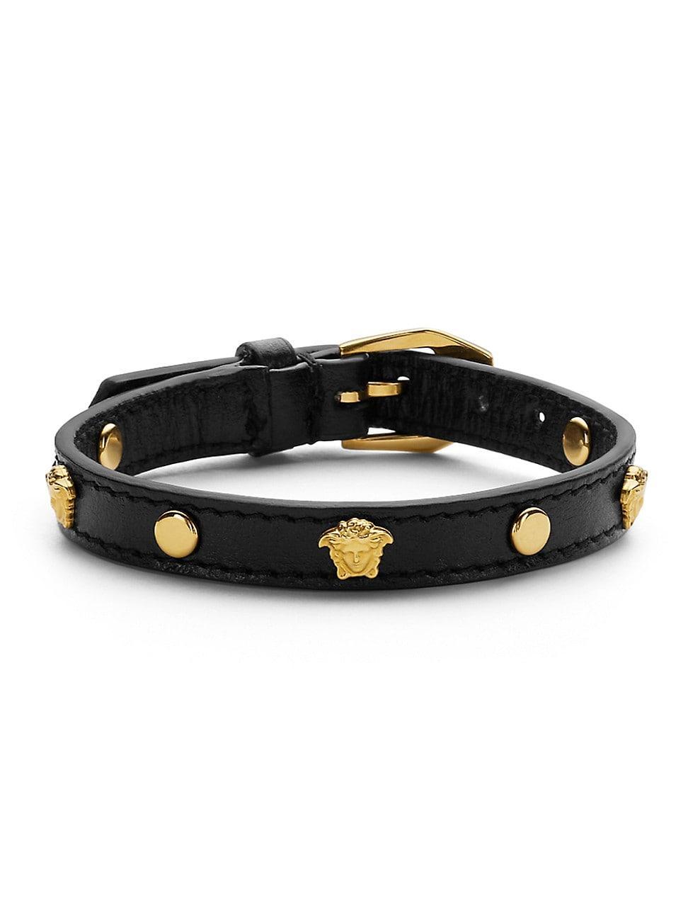 Mens Medusa Brass & Leather Bracelet Product Image