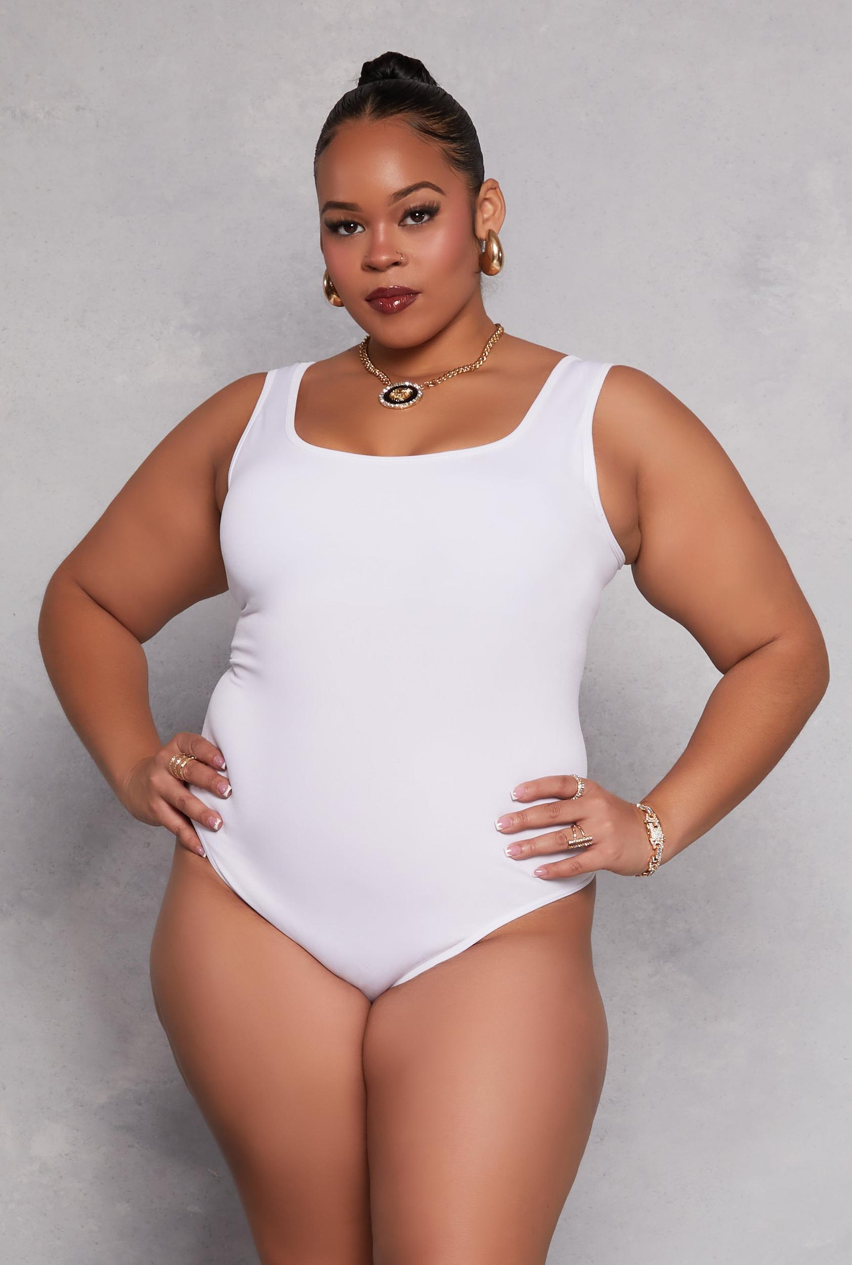 Womens Plus Size Square Neck Tank Bodysuit Product Image