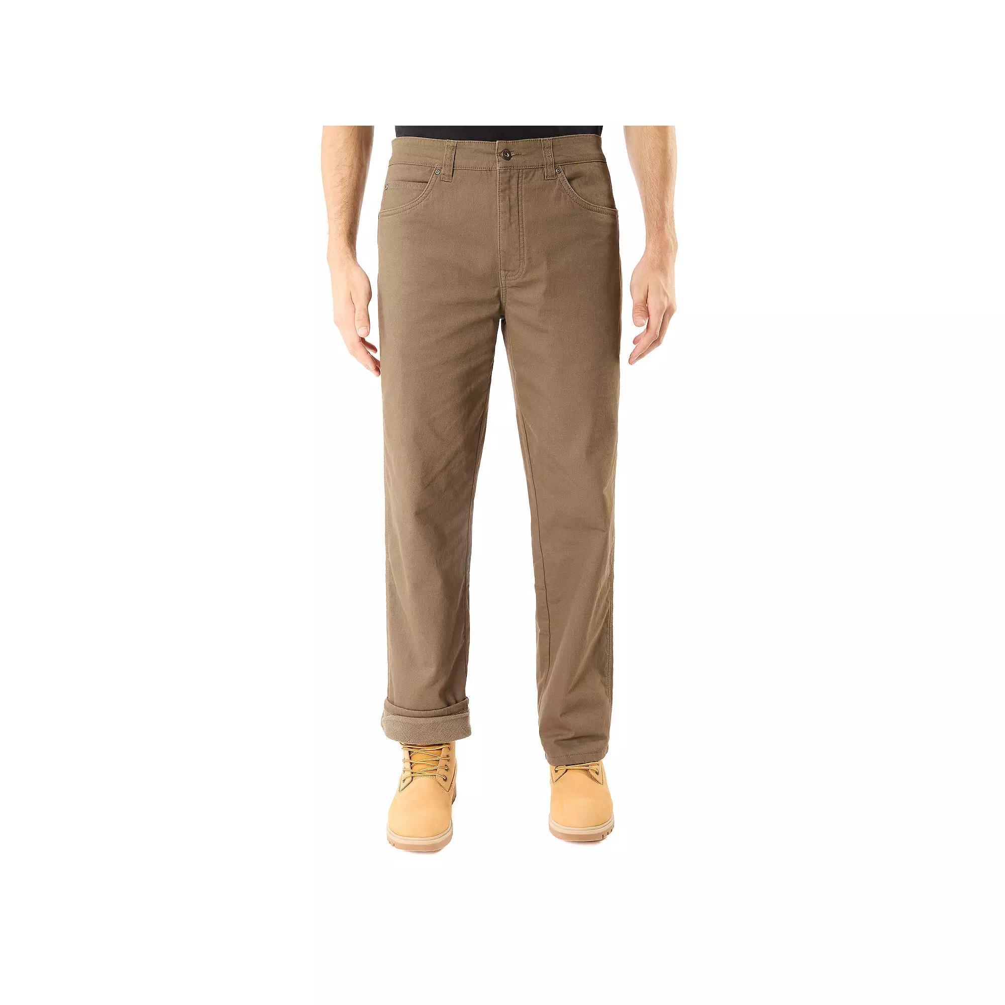 Men's Smith's Workwear Stretch Fleece-Lined Canvas 5-Pocket Pants, Size: 42X30, Green Product Image