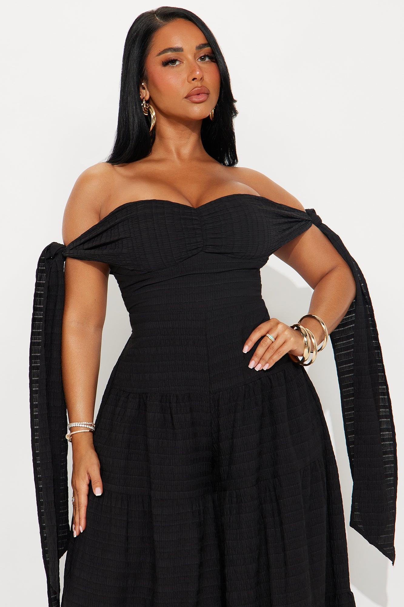 Montego Bay Off Shoulder Jumpsuit - Black Product Image