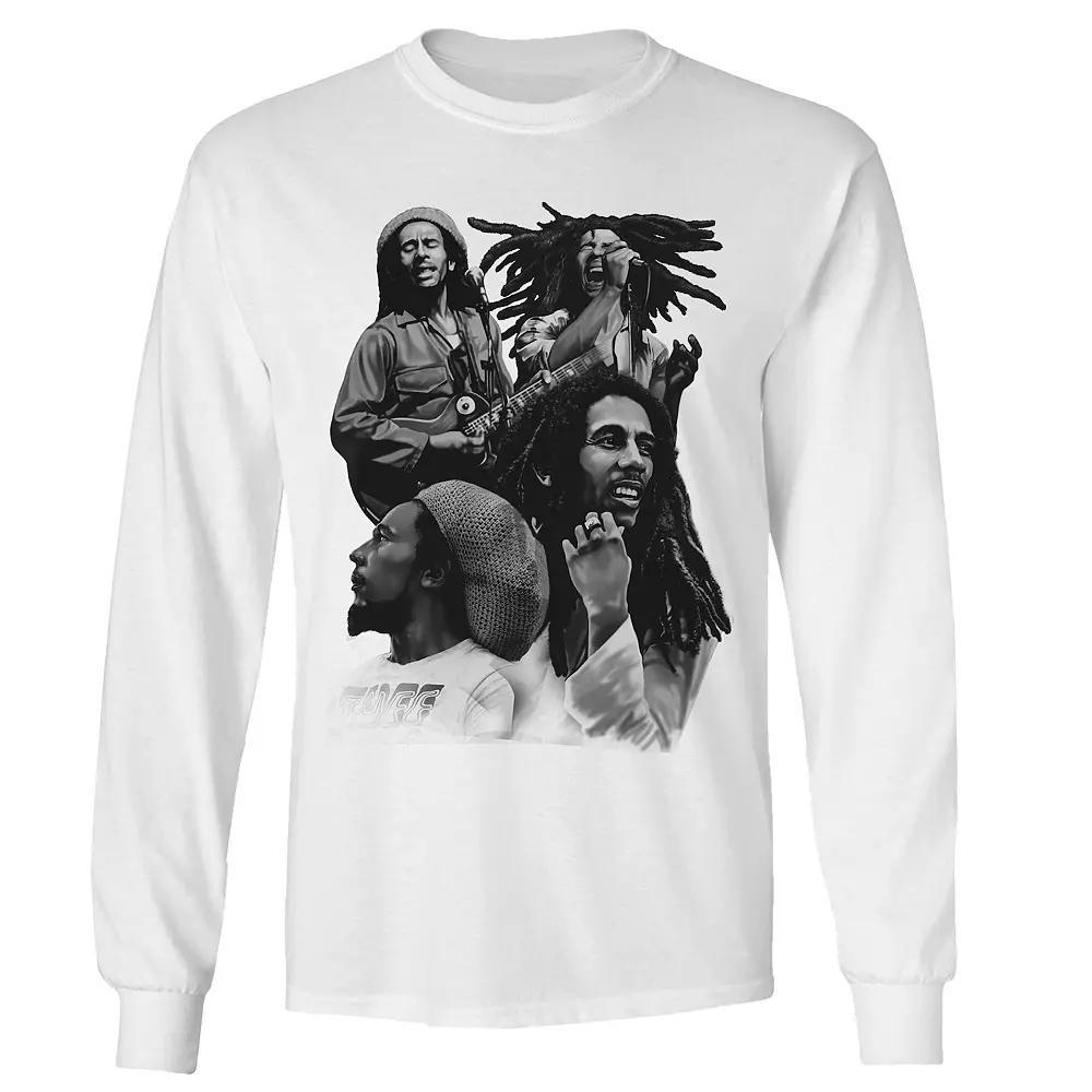 Men's Bob Marley Free Our Minds Long Sleeve Tee, Size: Large, White Product Image