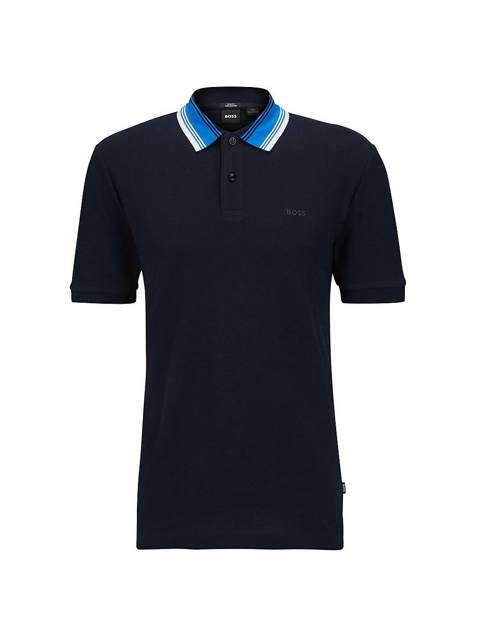 Mens Striped Cotton Polo Shirt Product Image