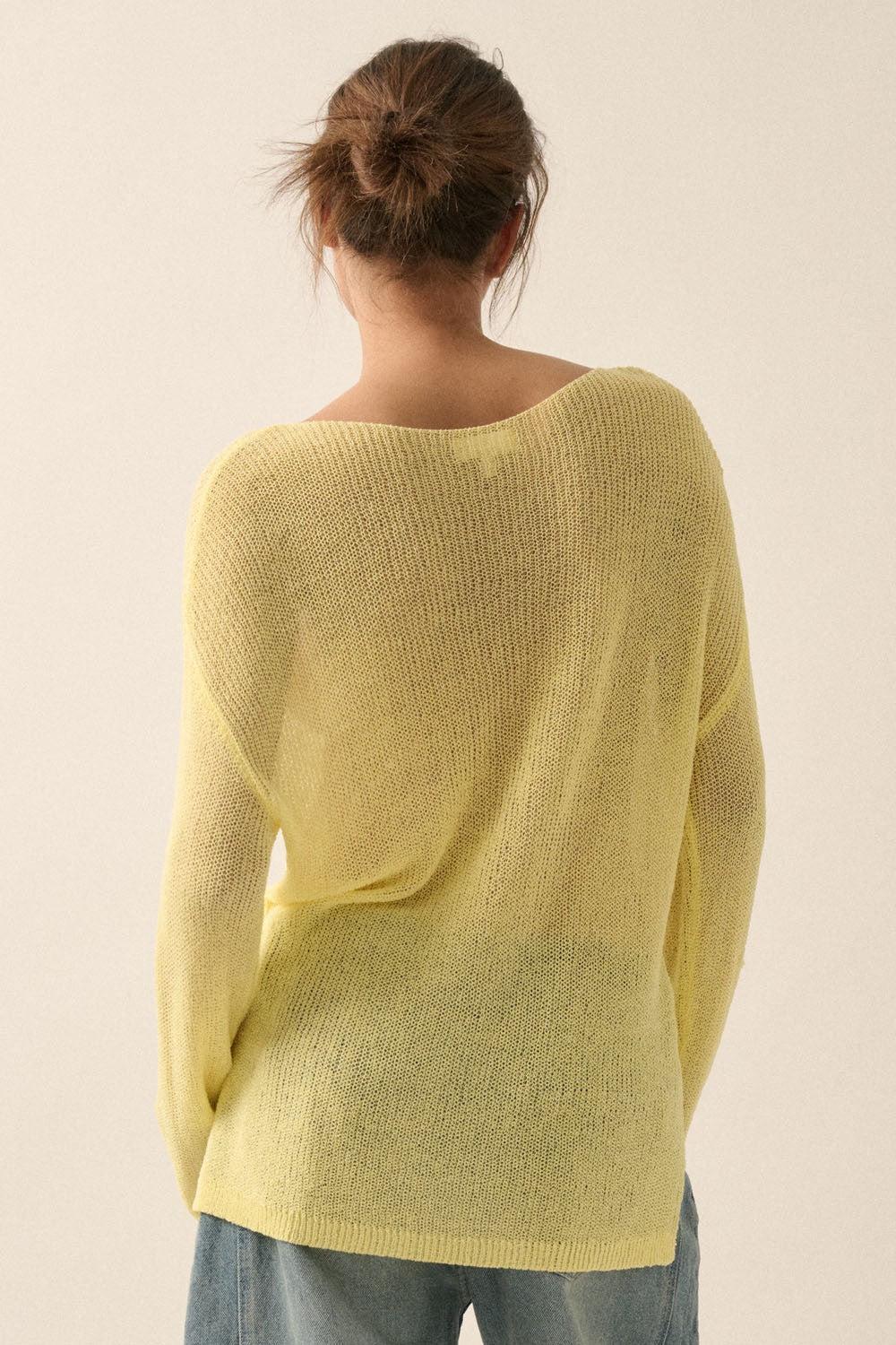 Lightweight Knit Loose-Fit Boatneck Sweater Product Image