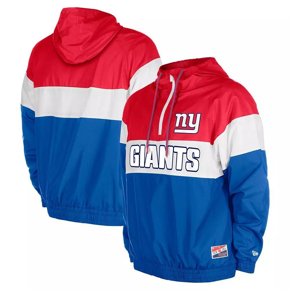 Men's New Era Royal New York Giants 3rd Down Raglan Quarter-Zip Windbreaker Jacket, Size: Medium, Blue Product Image