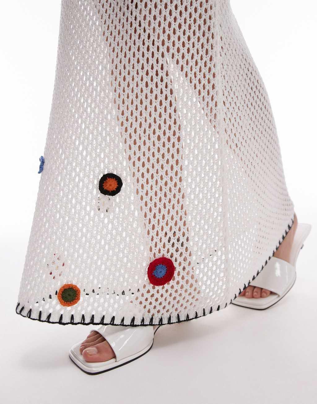 Topshop flower knit maxi skirt in cream - part of a set Product Image