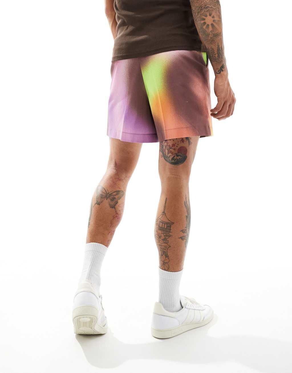 ASOS DESIGN cropped shorts in multicolor print Product Image