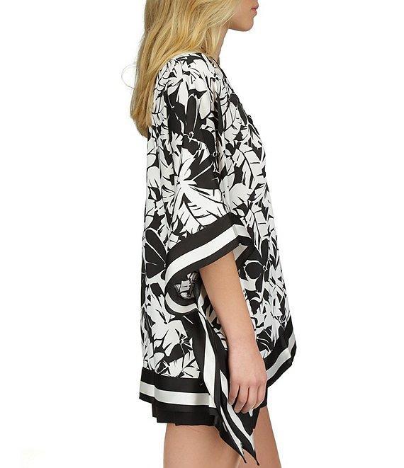 Michael Kors Printed V Neckline 3/4 Sleeve Poncho Top Product Image