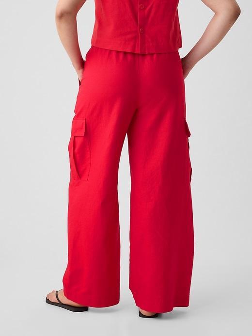 Mid Rise Linen-Cotton Pull-On Cargo Pants Product Image