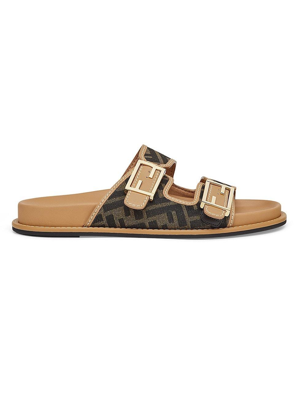 FF Jacquard Dual Buckle Slide Sandals Product Image