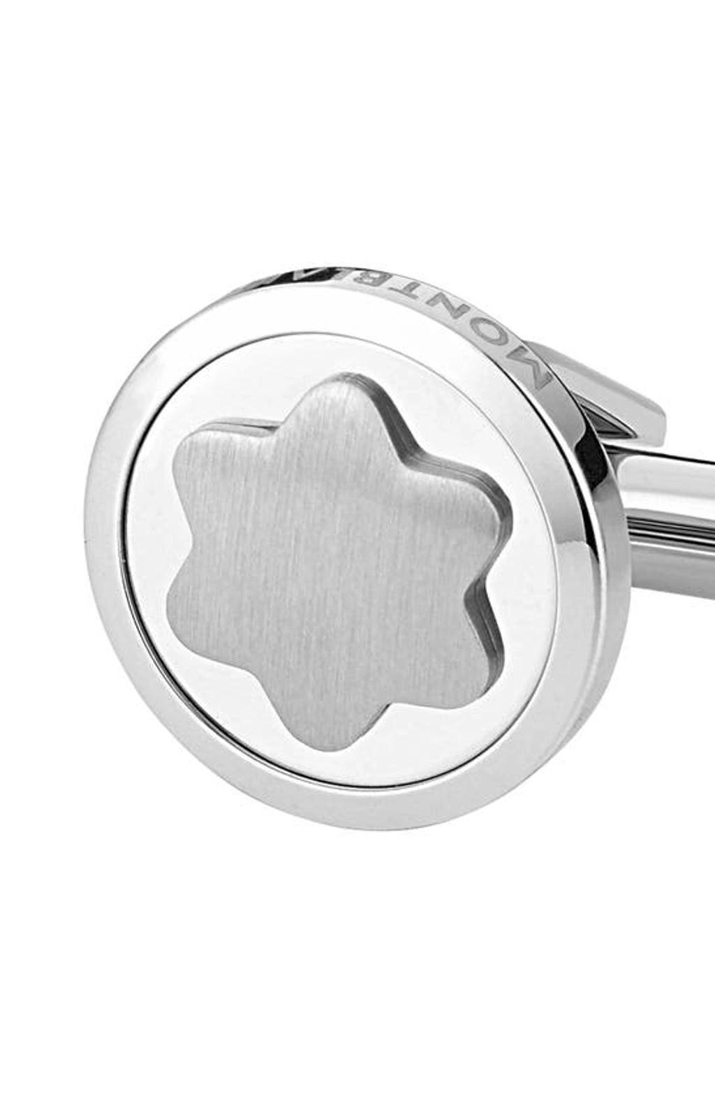 MONTBLANC Snowcap-emblem Round Cuff Links, Silvertone Product Image