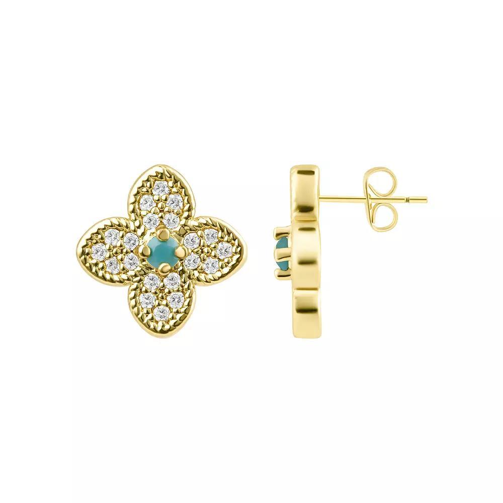 Adornia Simulated Turquoise Flower Stud Earrings, Womens, Silver Tone Product Image