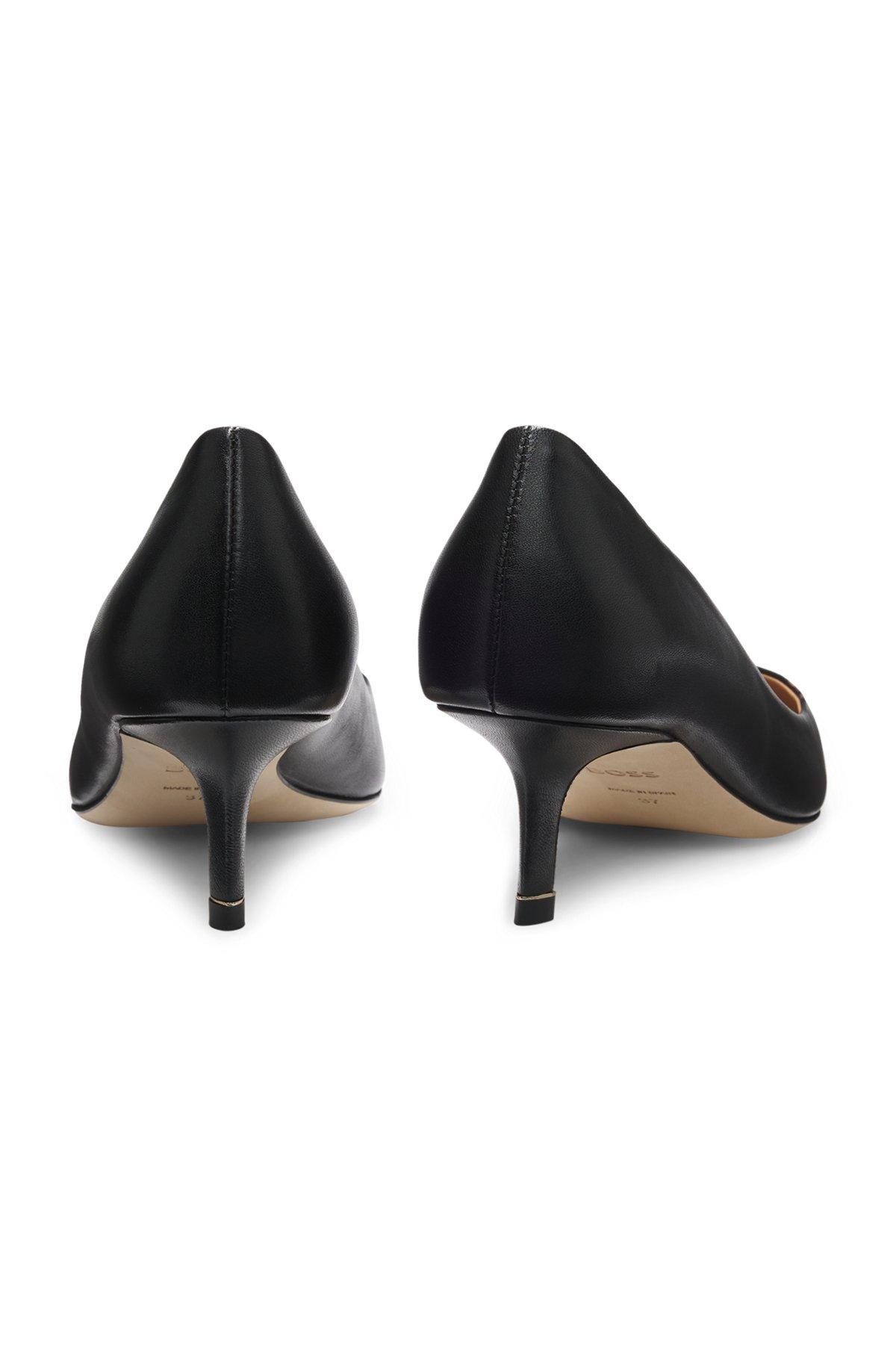BOSS - Nappa-leather pumps with Double B monogram - Black Product Image