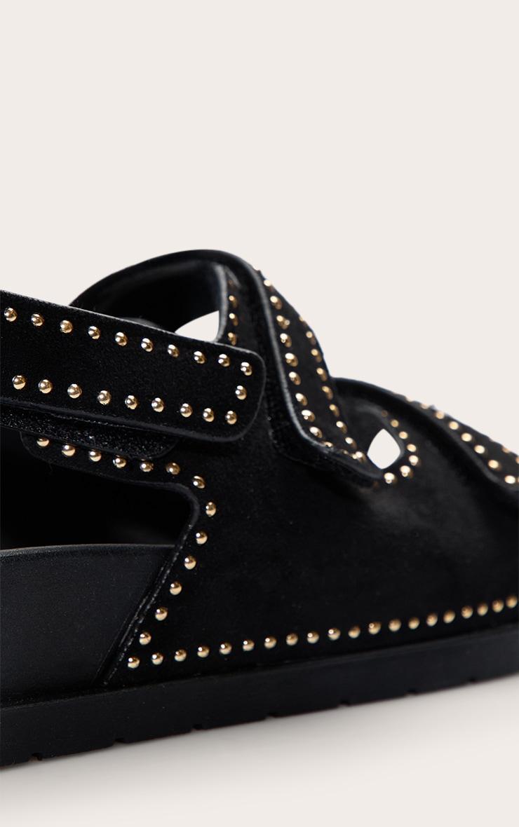 Black Faux Suede Velcro Footbed Sandals Product Image