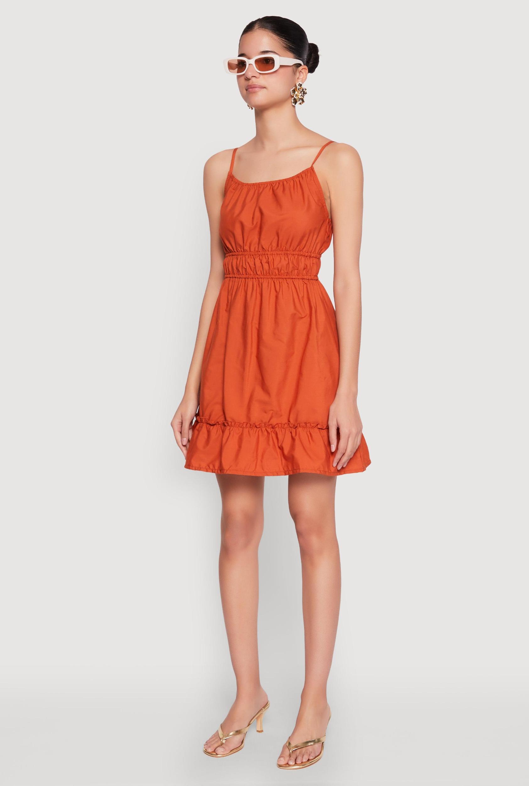 Womens Spaghetti Strap Empire Waist Mini Dress Product Image