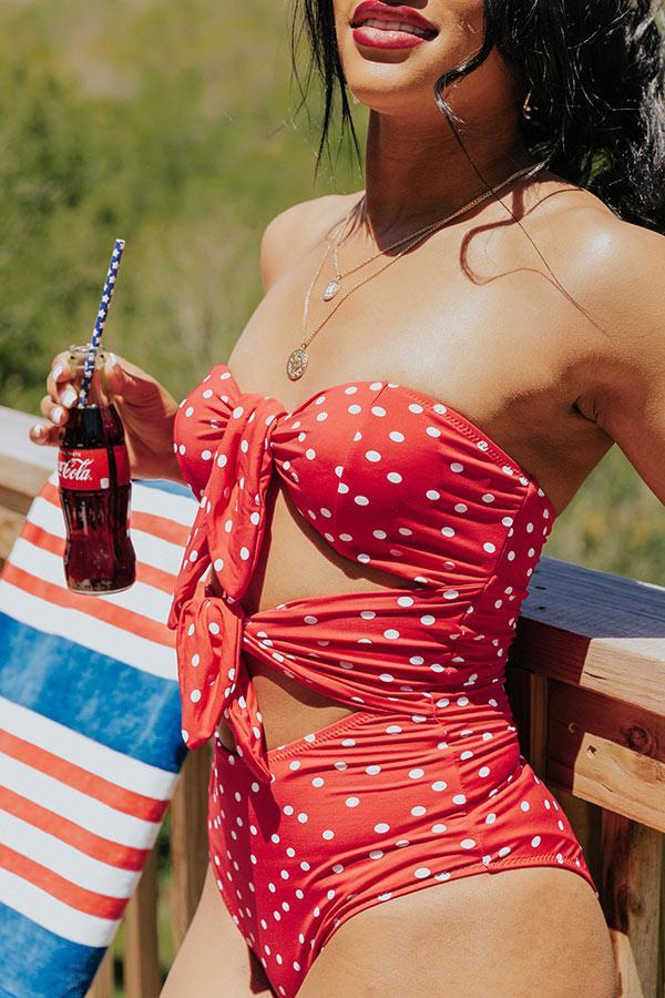 Around The Pool Polka Dot One Piece Swimsuit in Red Product Image