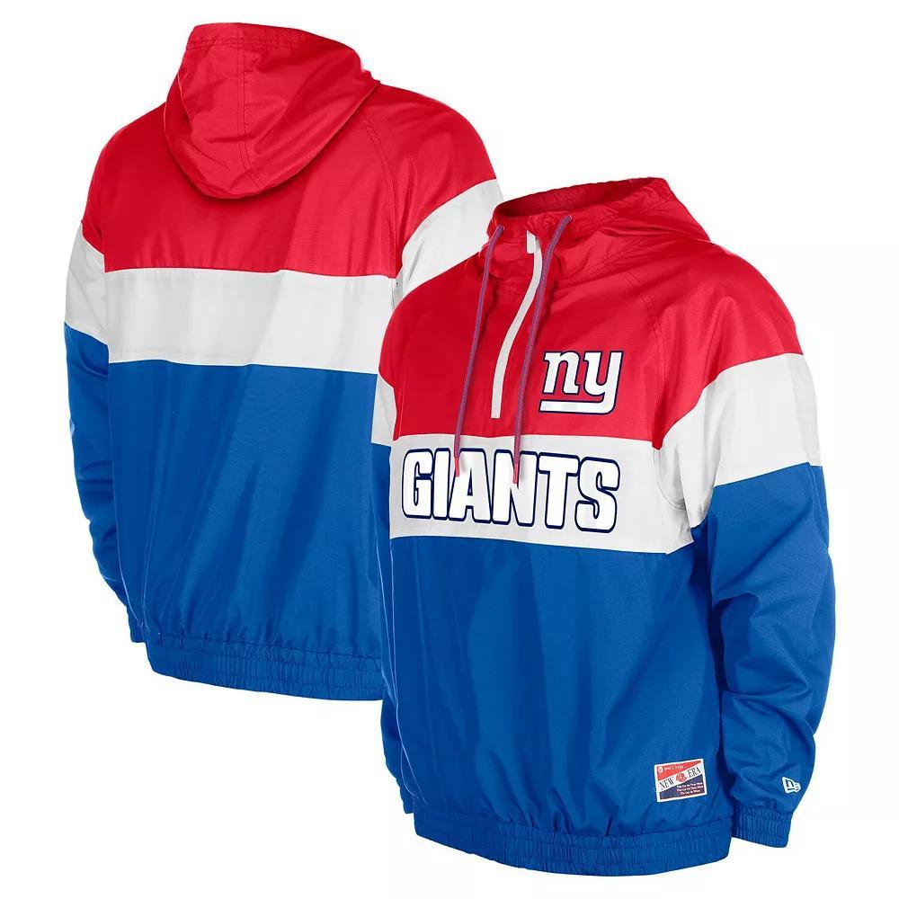 Men's New Era Royal New York Giants 3rd Down Raglan Quarter-Zip Windbreaker Jacket, Size: Medium, Blue Product Image