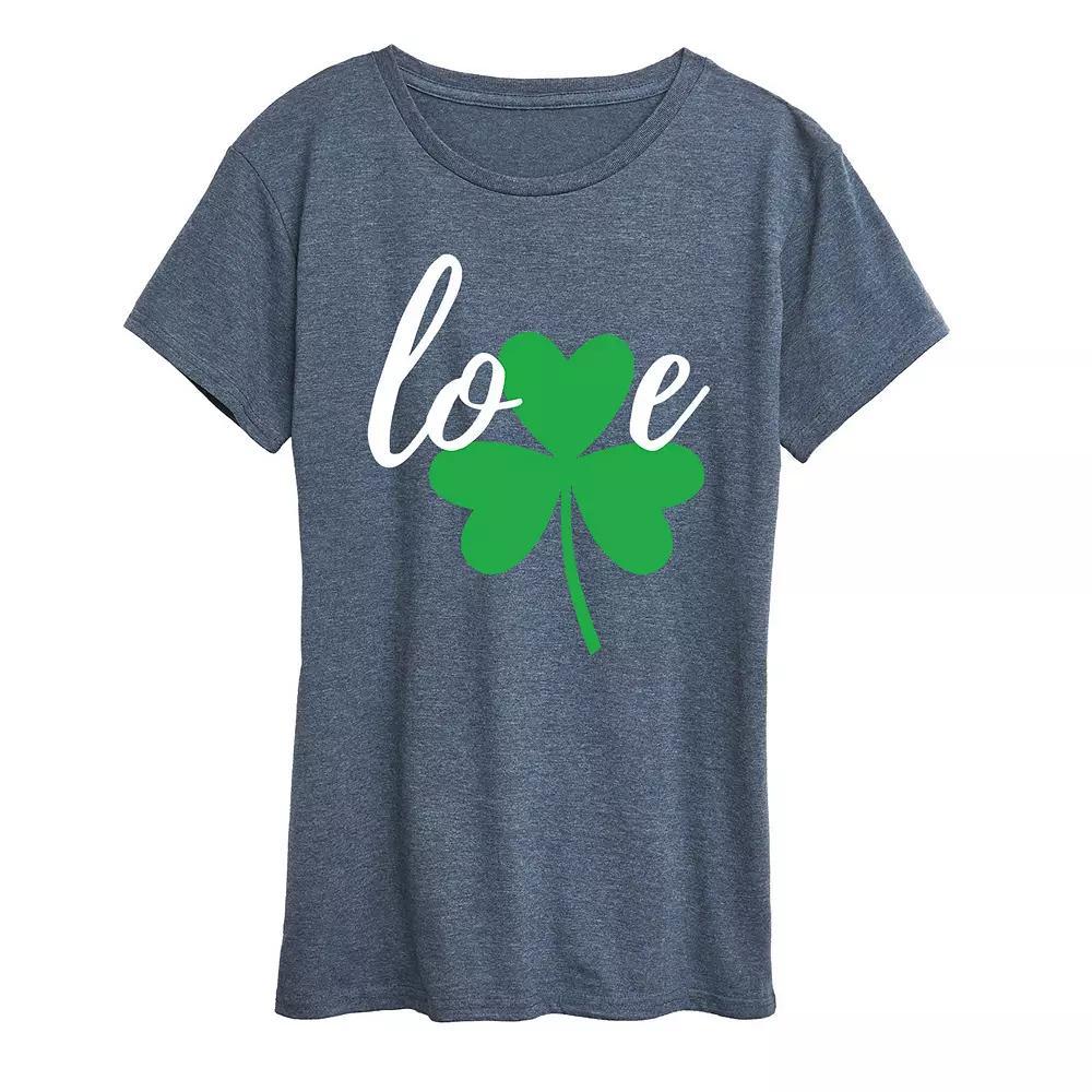 Womens Love Shamrock Graphic Tee, Girls Heather Grey Product Image