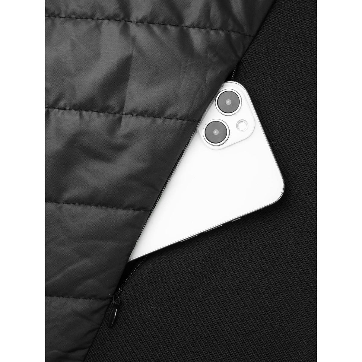 Plus Size Funnel Neck Contrasting Design Zipper Coat Women Black Casual Topstitching Ladies Everyday Winter Coats BloomChic 18-20/2X Product Image