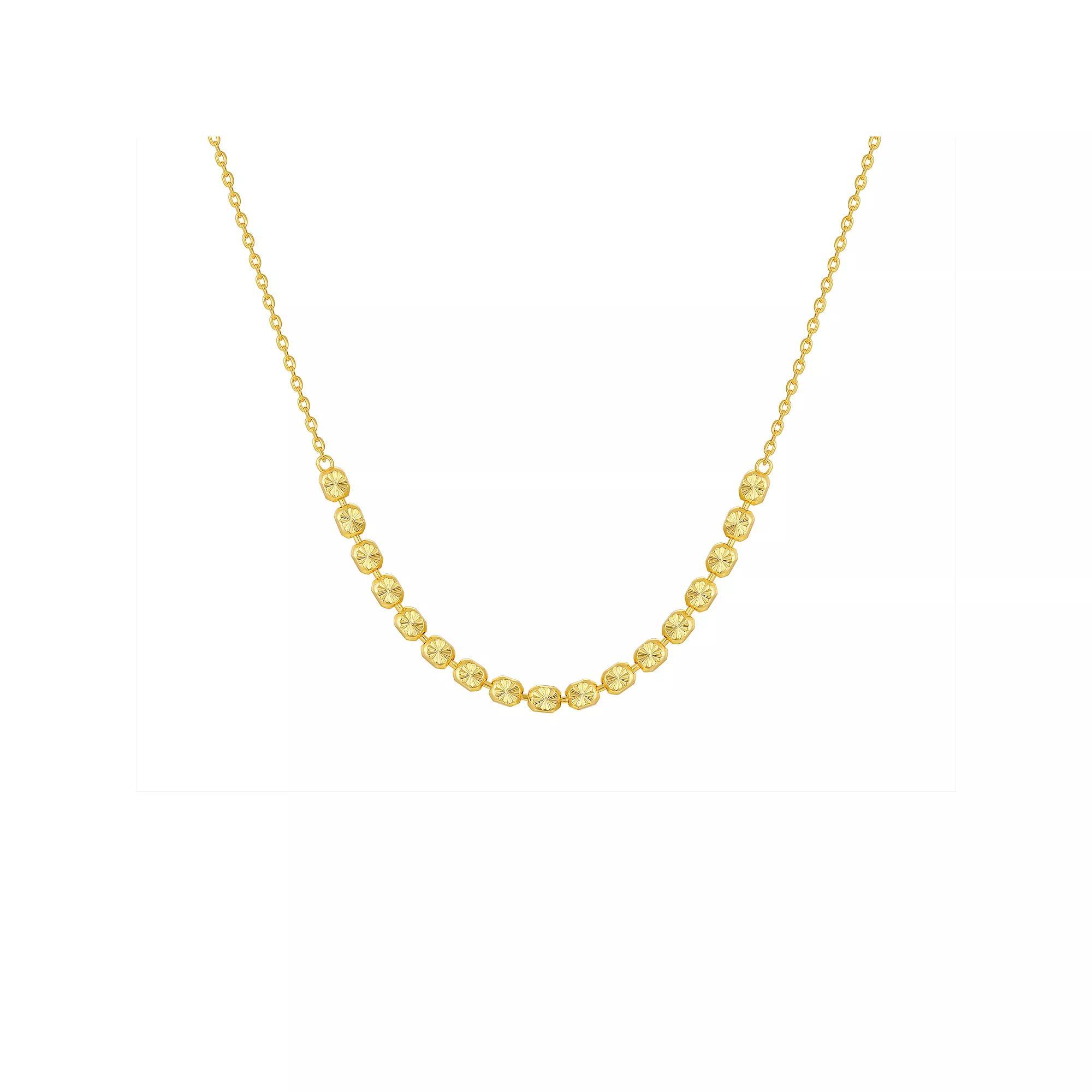 Taylor Grace 14k Gold Plated Diamond Cut Bead Necklace, Women's, Size: 18", Gold Tone Product Image
