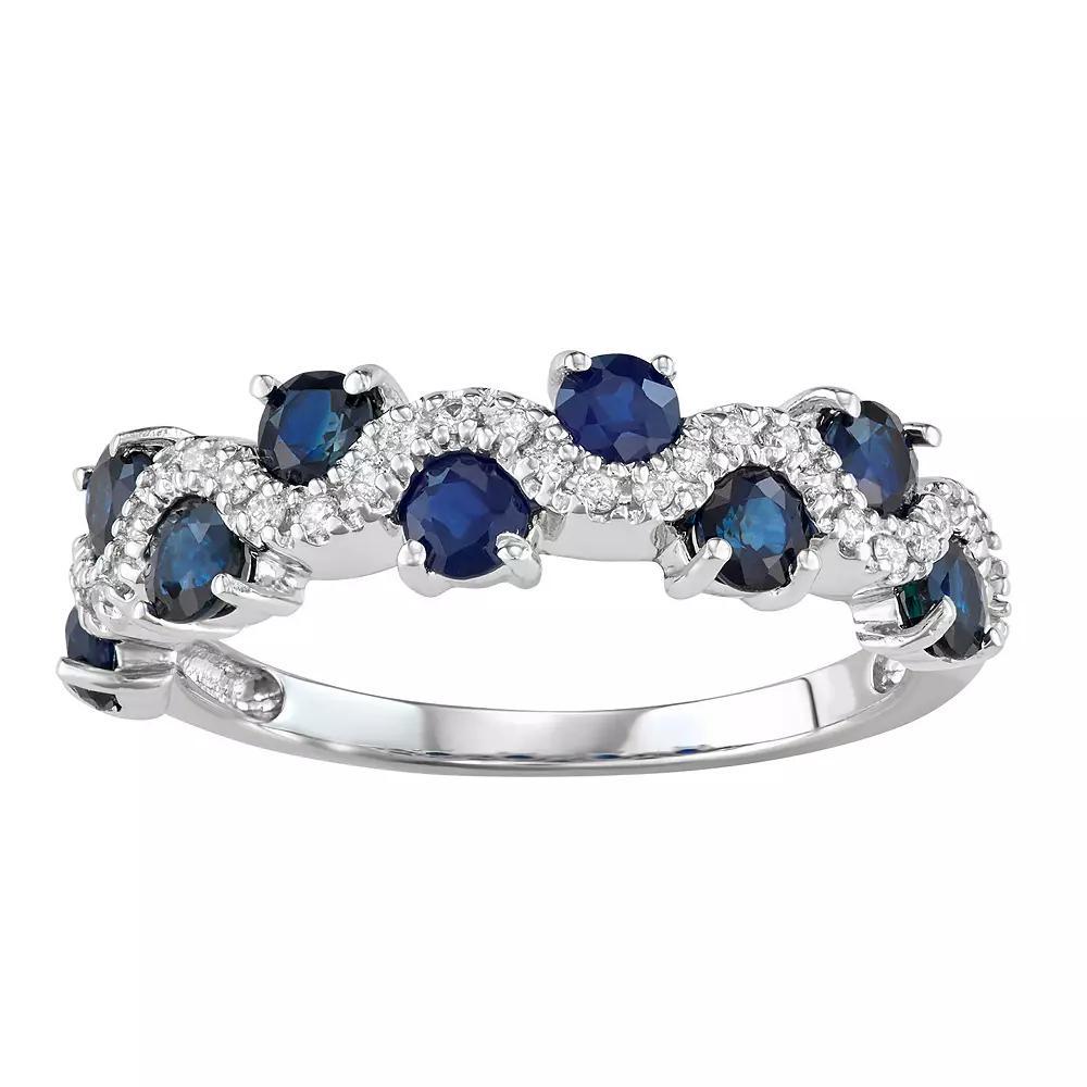 The Regal Collection 14k White Gold 1/6 Carat T.W. Diamond & Sapphire Ring, Women's, Size: 7, 14k Gold Product Image