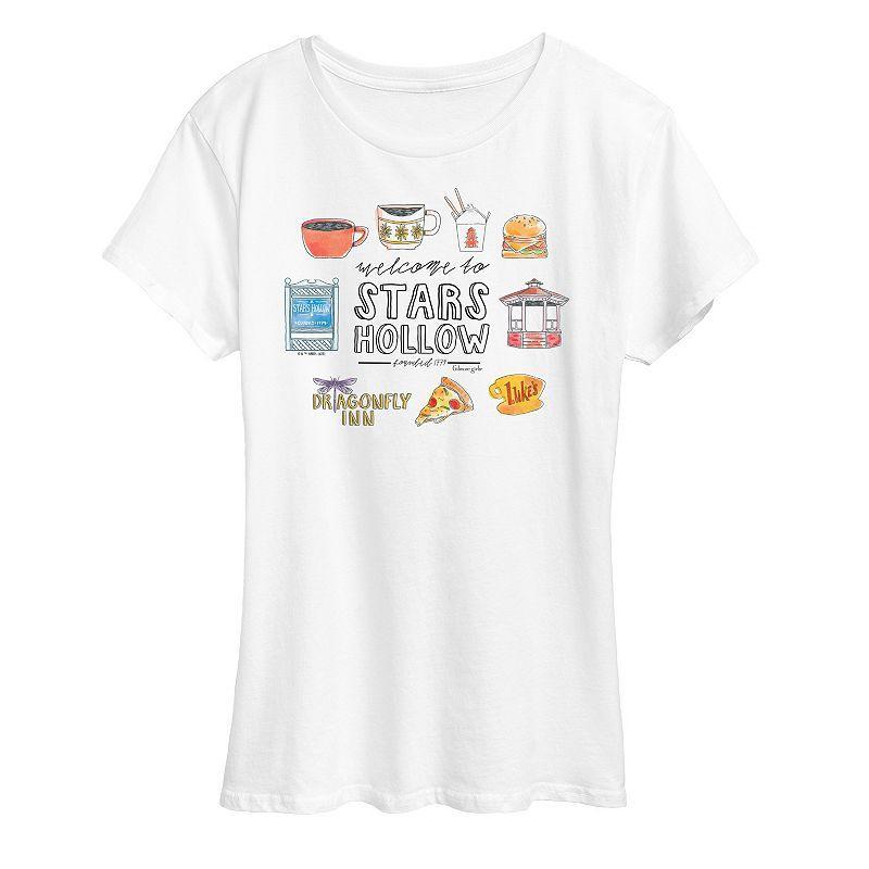Womens Gilmore Girls Stars Hollow Grid Graphic Tee, Girls Grey Gray Product Image