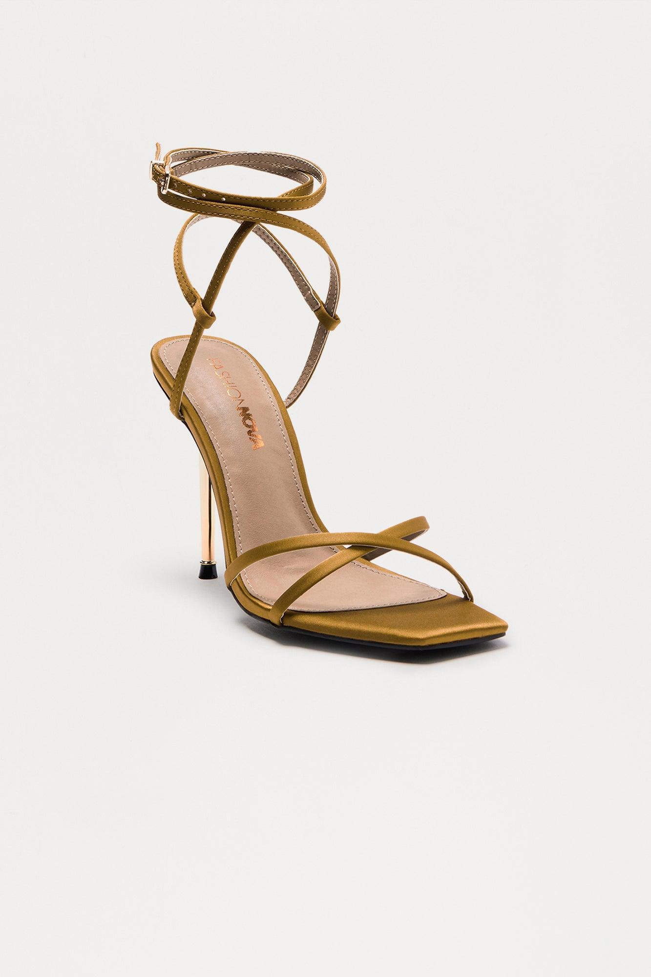 Hypnotic Satin Stiletto Heels - Khaki Product Image