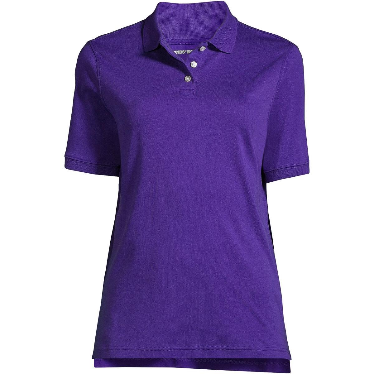 Women's Tall Lands' End School Uniform Short Sleeve Interlock Polo, Size: Small Tall, Blue Product Image
