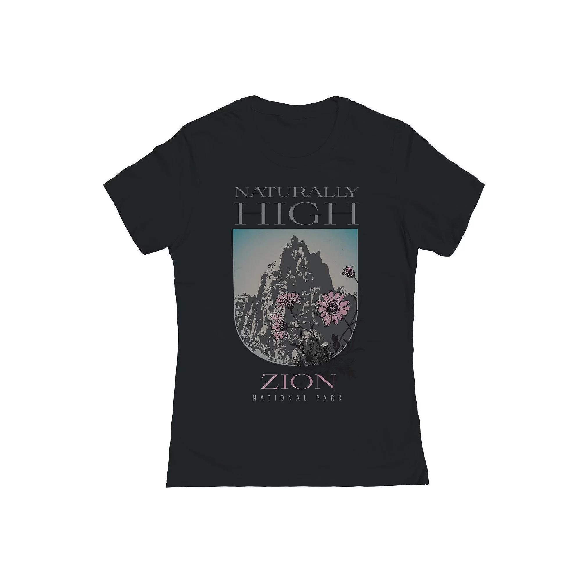 Junior's Naturally High Graphic Tee, Girl's, Size: Small, Black Product Image