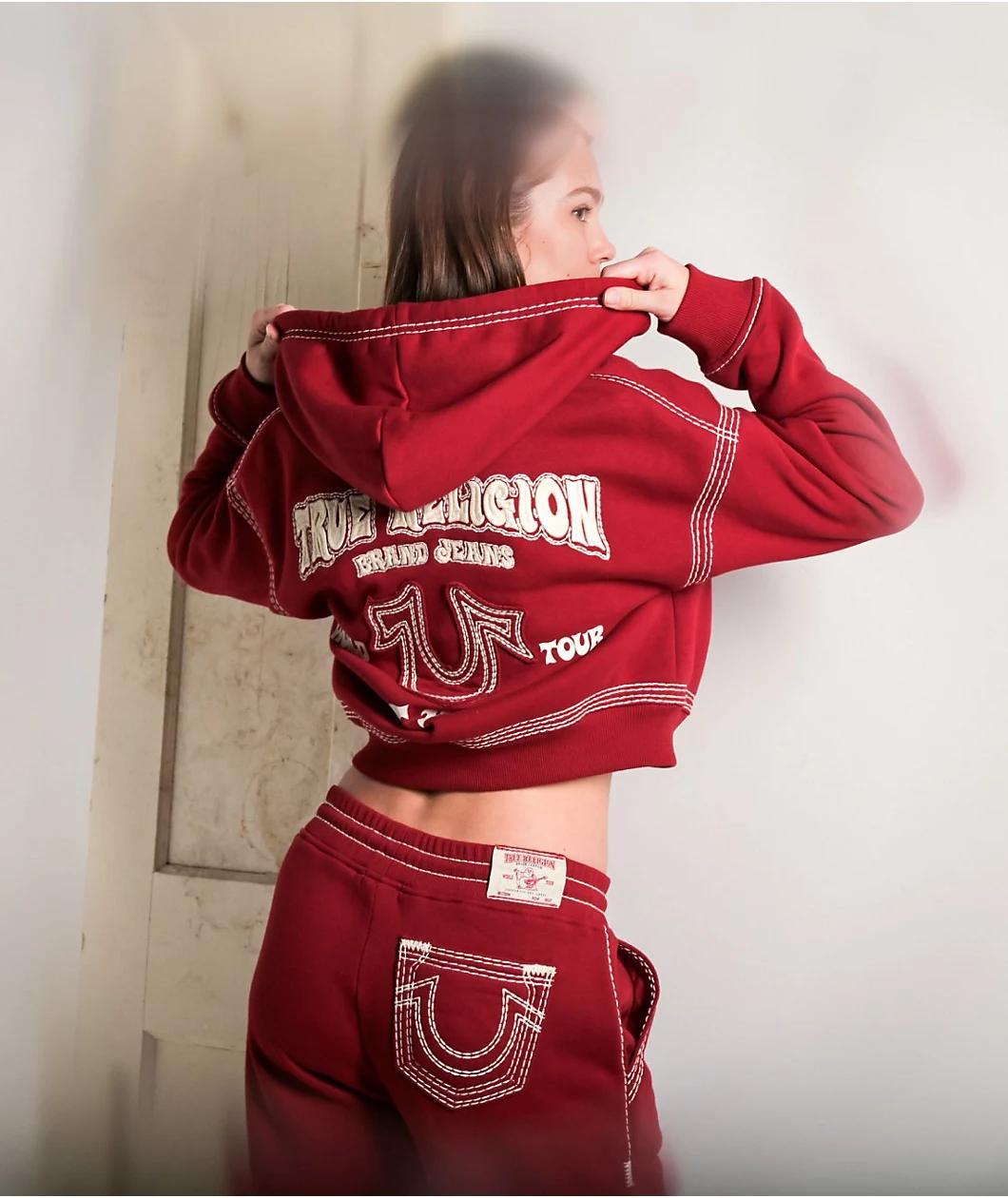True Religion Big T Horseshoe Red Zip Hoodie Product Image