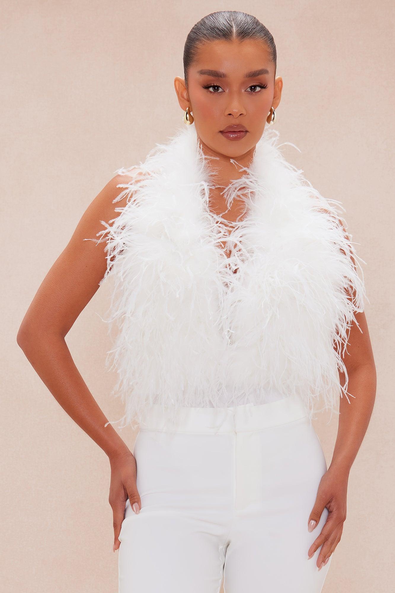 Fera Feather Bodysuit - White Female Product Image