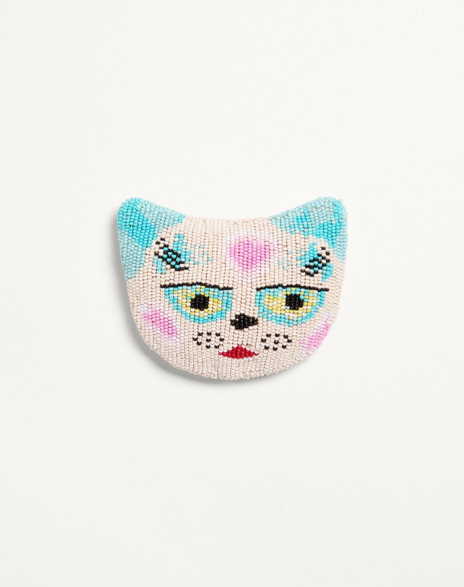 Le Chat De La Maison Brooch In Jacquard Fabric With Resin Bead Embroidery Product Image