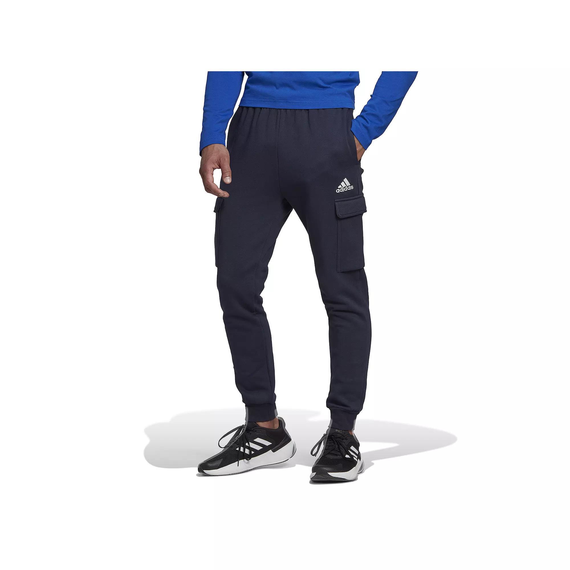 Mens adidas Essentials Tapered Fleece Cargo Pants Medium Gray Grey Product Image