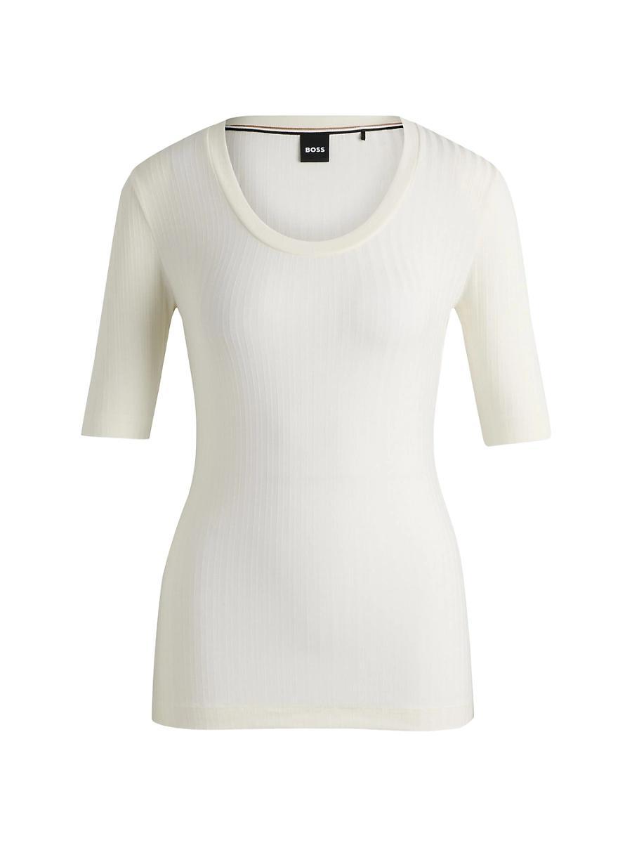 Womens Scoop-Neck Top in Stretch Fabric Product Image