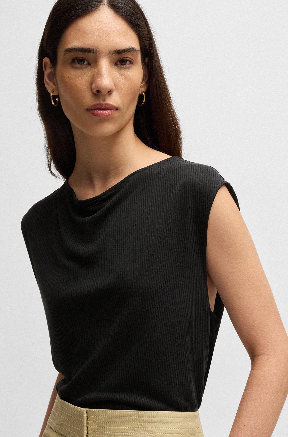 Sleeveless T-shirt with ribbed front Product Image