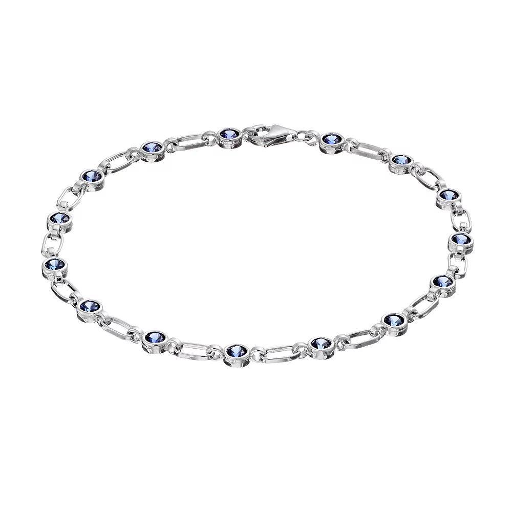 Kristen Kesho Sterling Silver Lab-Created Sapphire Tennis Bracelet, Women's, Size: 7.25" Product Image