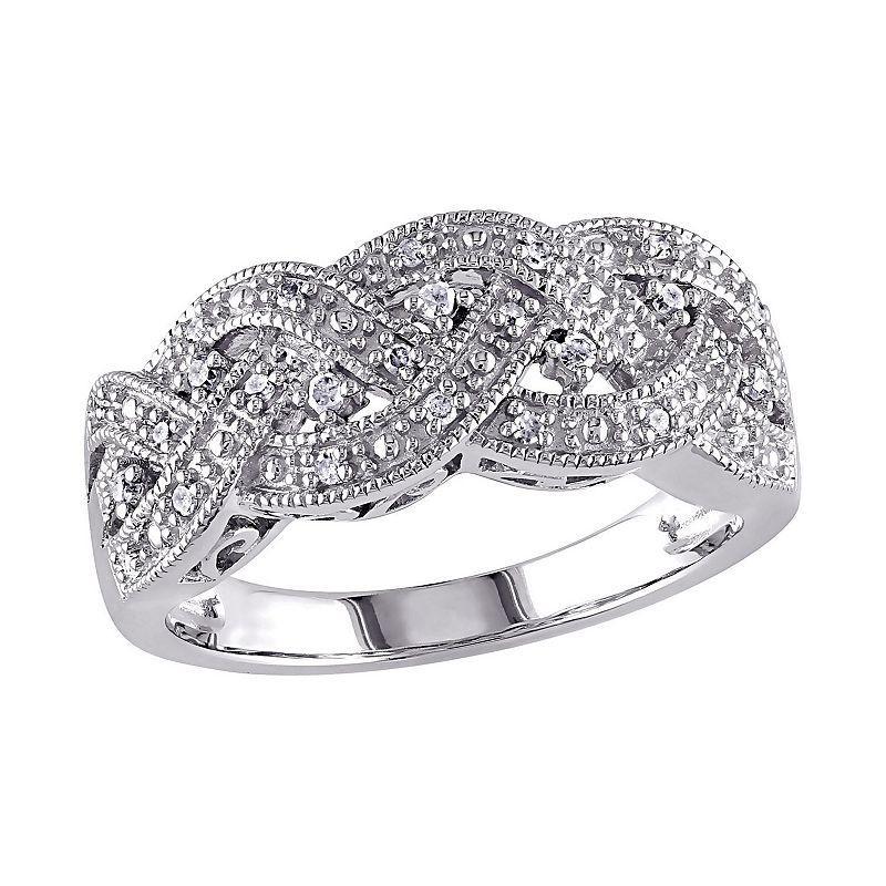 Stella Grace Sterling Silver 1/8-ct. T.W. Diamond Braided Ring, Women's, Size: 4.50, White Product Image