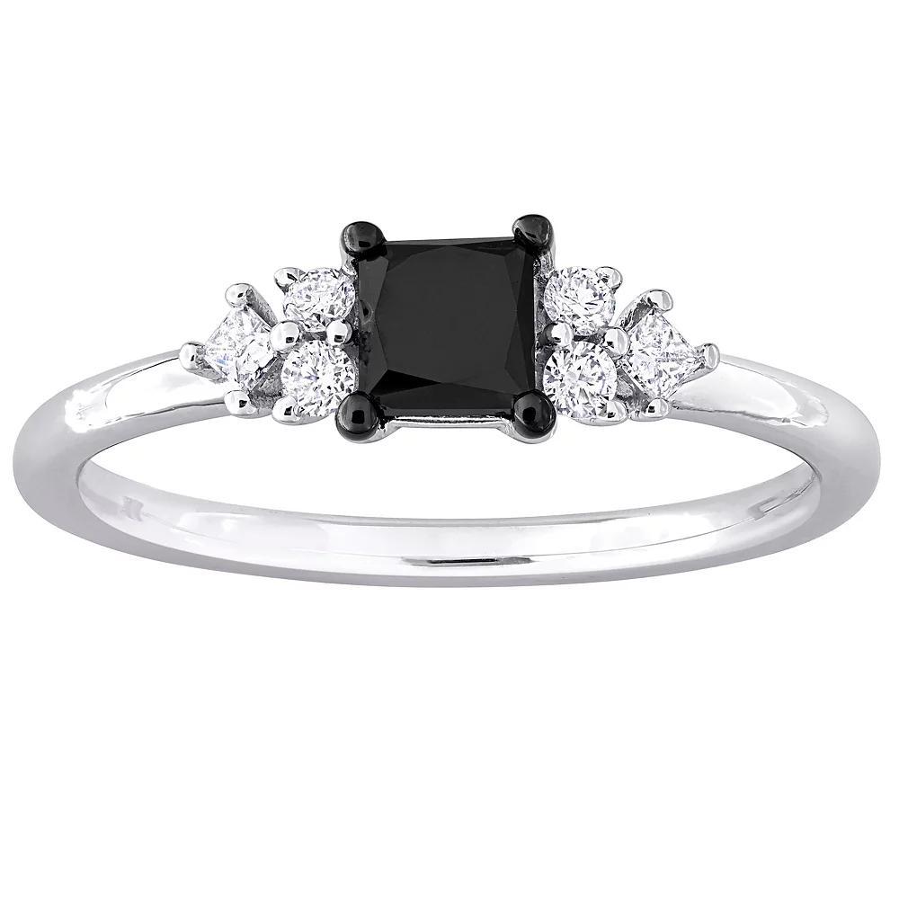 Stella Grace 14k White Gold 3/4 Carat T.W. Black & White Diamond 7-Stone Ring, Women's, Size: 9 Product Image