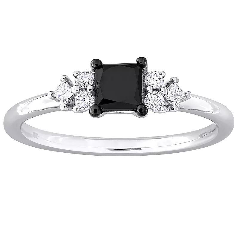 Stella Grace 14k White Gold 3/4 Carat T.W. Black & White Diamond 7-Stone Ring, Women's, Size: 9 Product Image