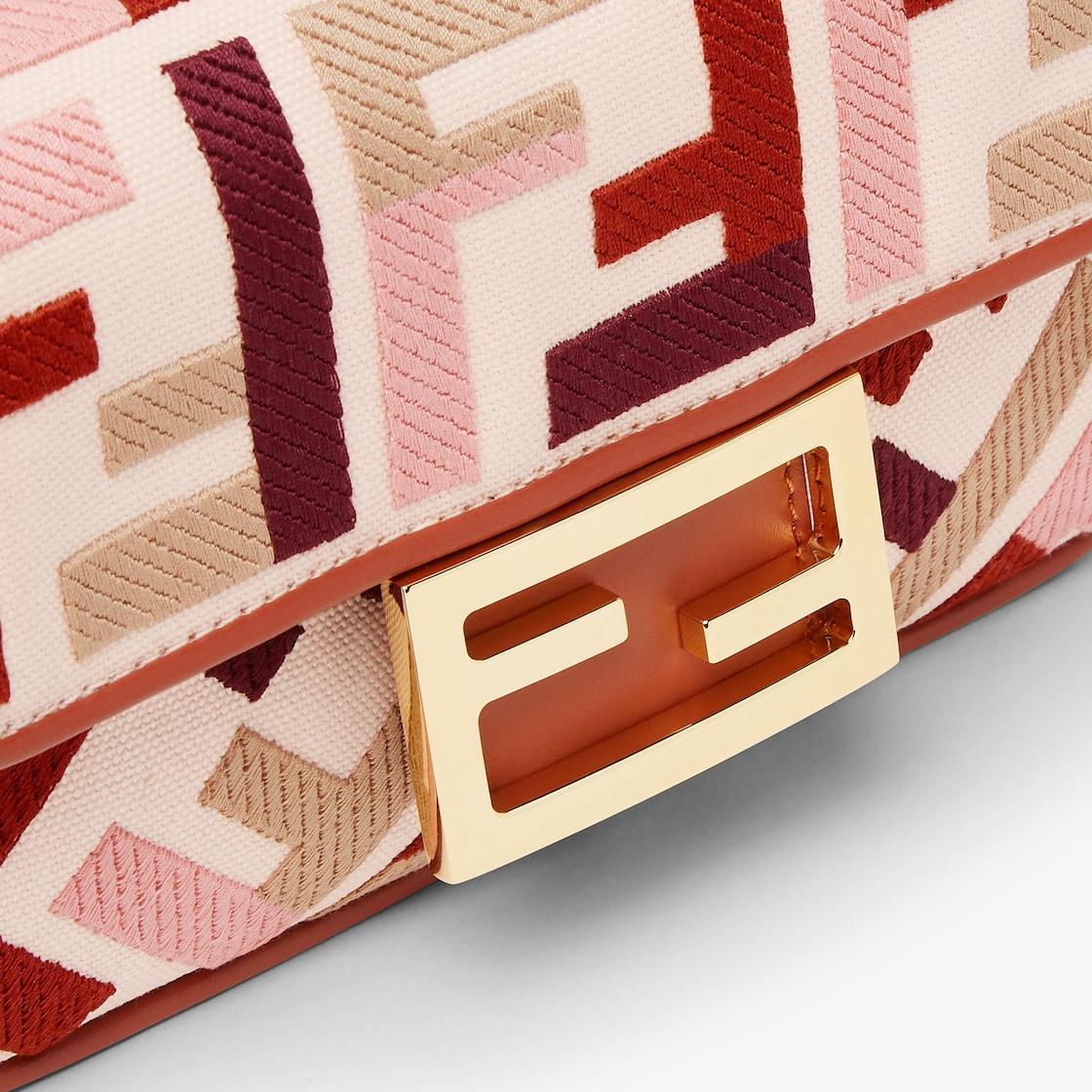 Baguette MiniCanvas bag with multicolor FF embroidery Product Image