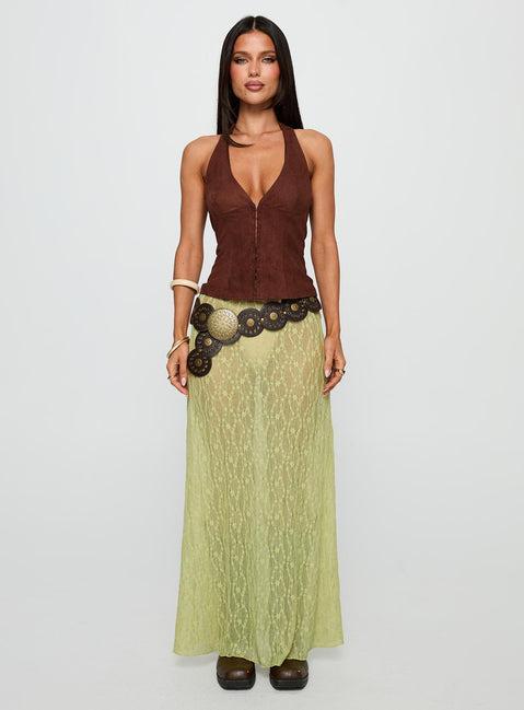 Pura Vida Lace Maxi Skirt Sage Product Image
