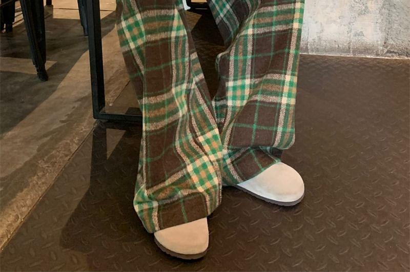 Drawstring Waist Plaid Loose-Fit Pants Product Image