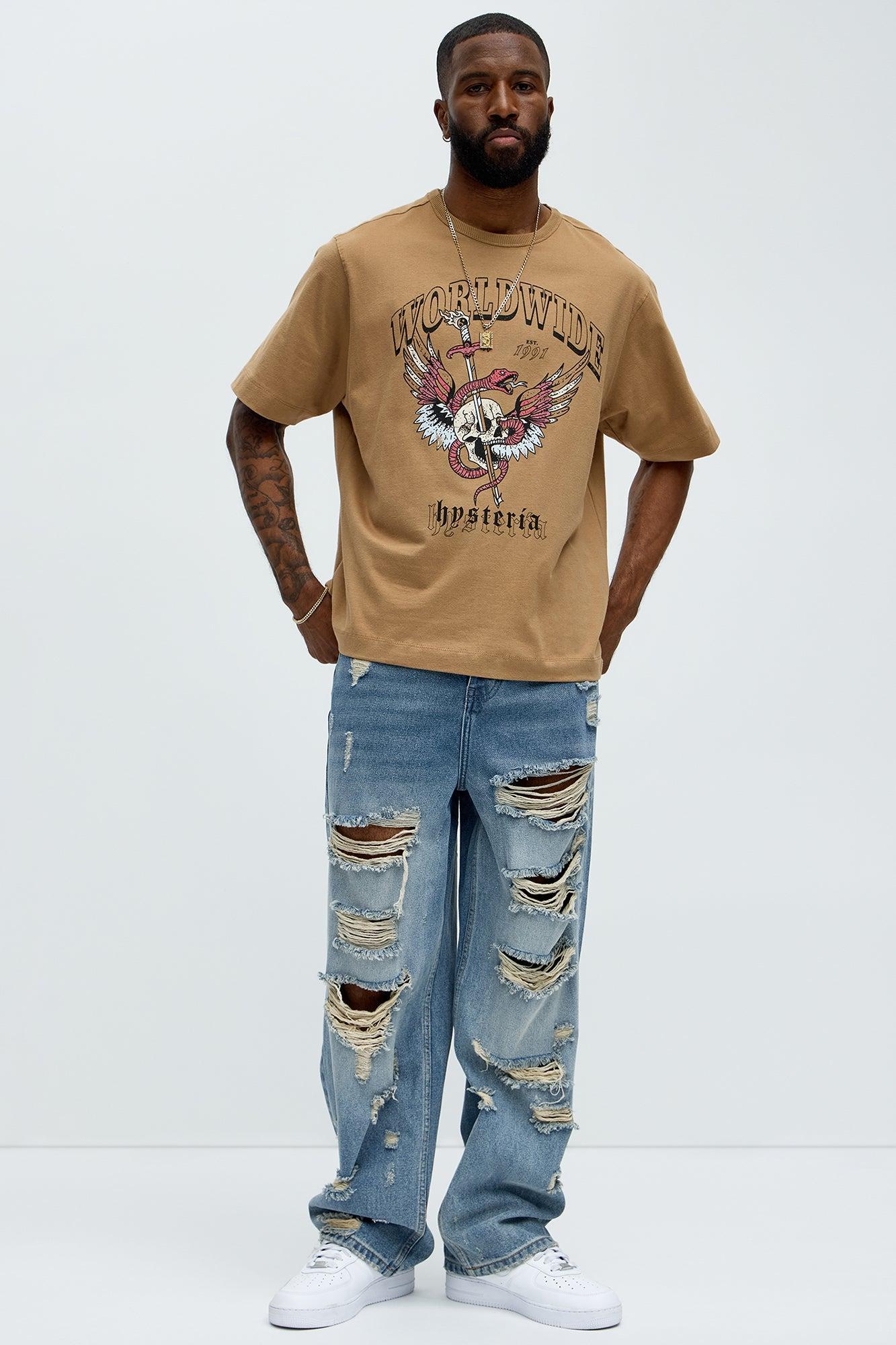 Worldwide Hysteria Oversized Short Sleeve Tee - LightBrown Male Product Image