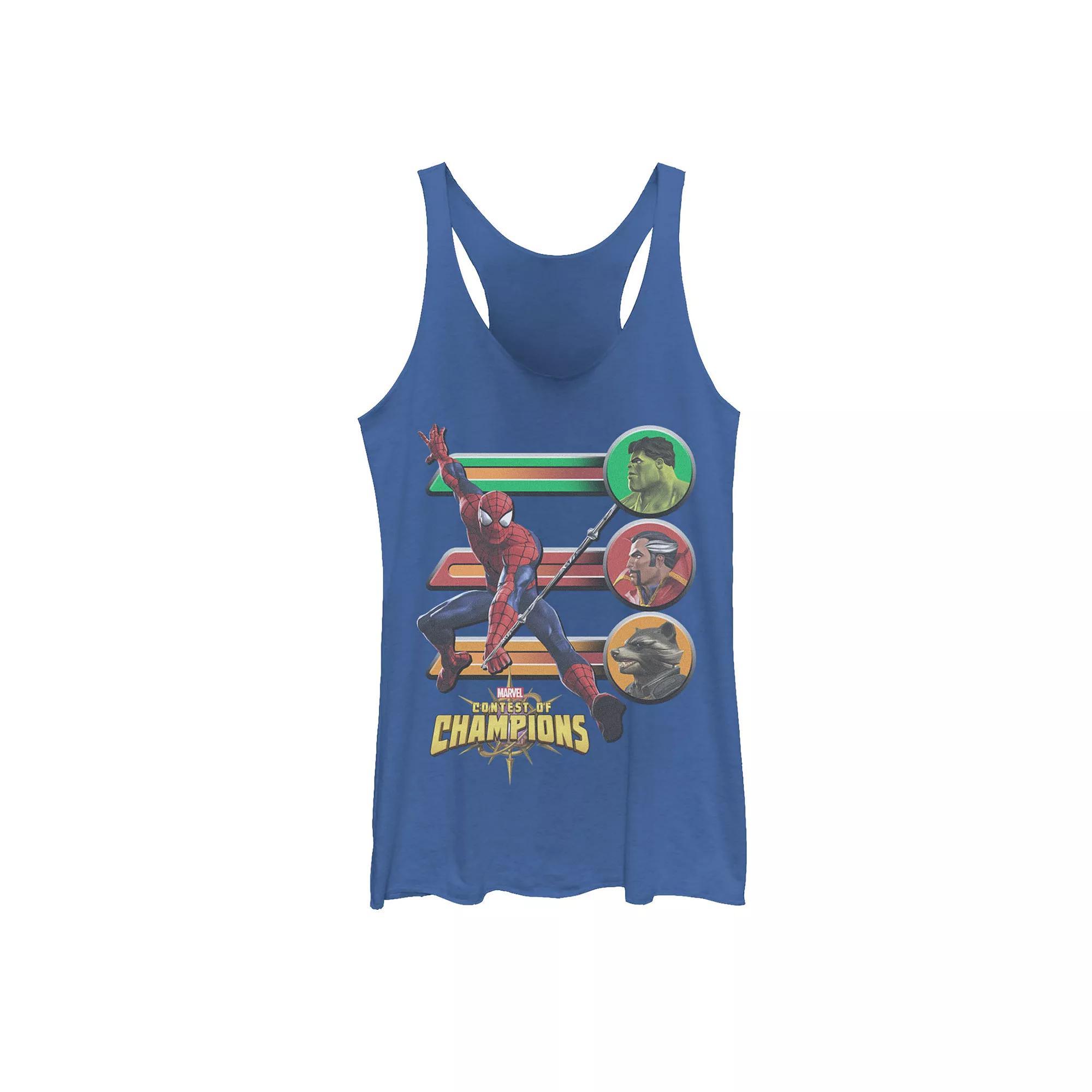 Juniors' Marvel Contest of Champions Spider-Man Match Graphic Tank Top, Girl's, Size: Medium, Royal Grey Product Image