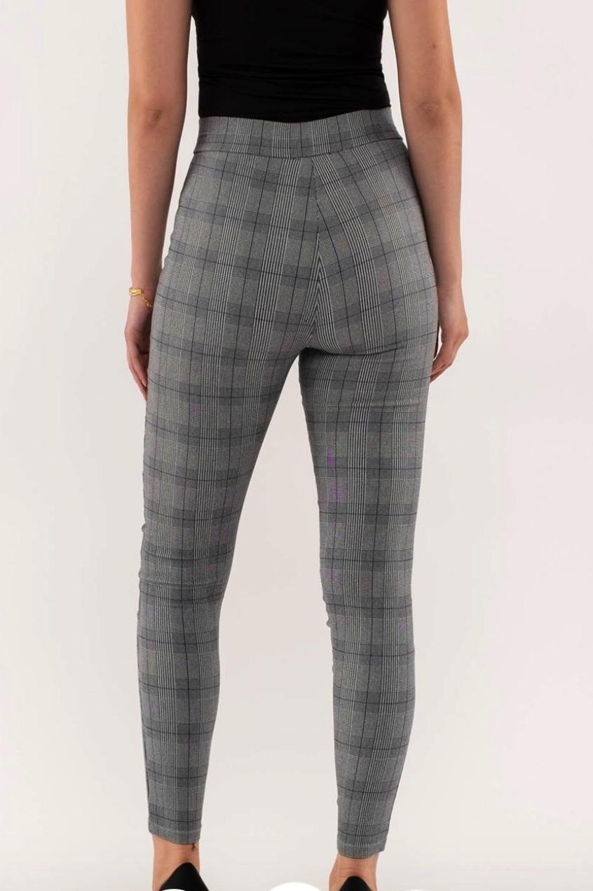 High Waist Plaid Skinny Pants Product Image
