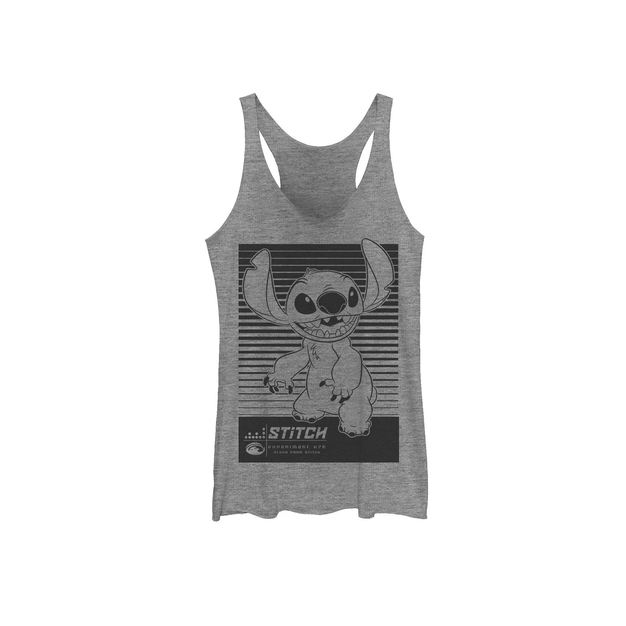 Disney's Lilo & Stitch Experiment 626 Poster Juniors' Racerback Graphic Tank Top, Girl's, Size: XS, Gray Grey Product Image